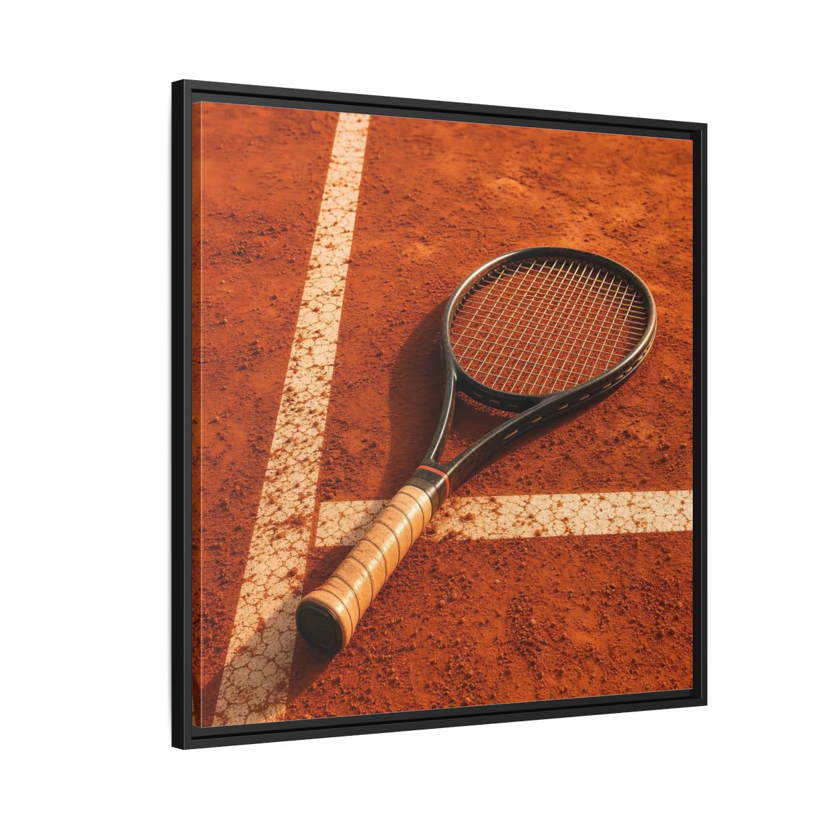 Side Mockup 9. Sports Tennis Racket Tennis Clay Court shown as framed canvas print