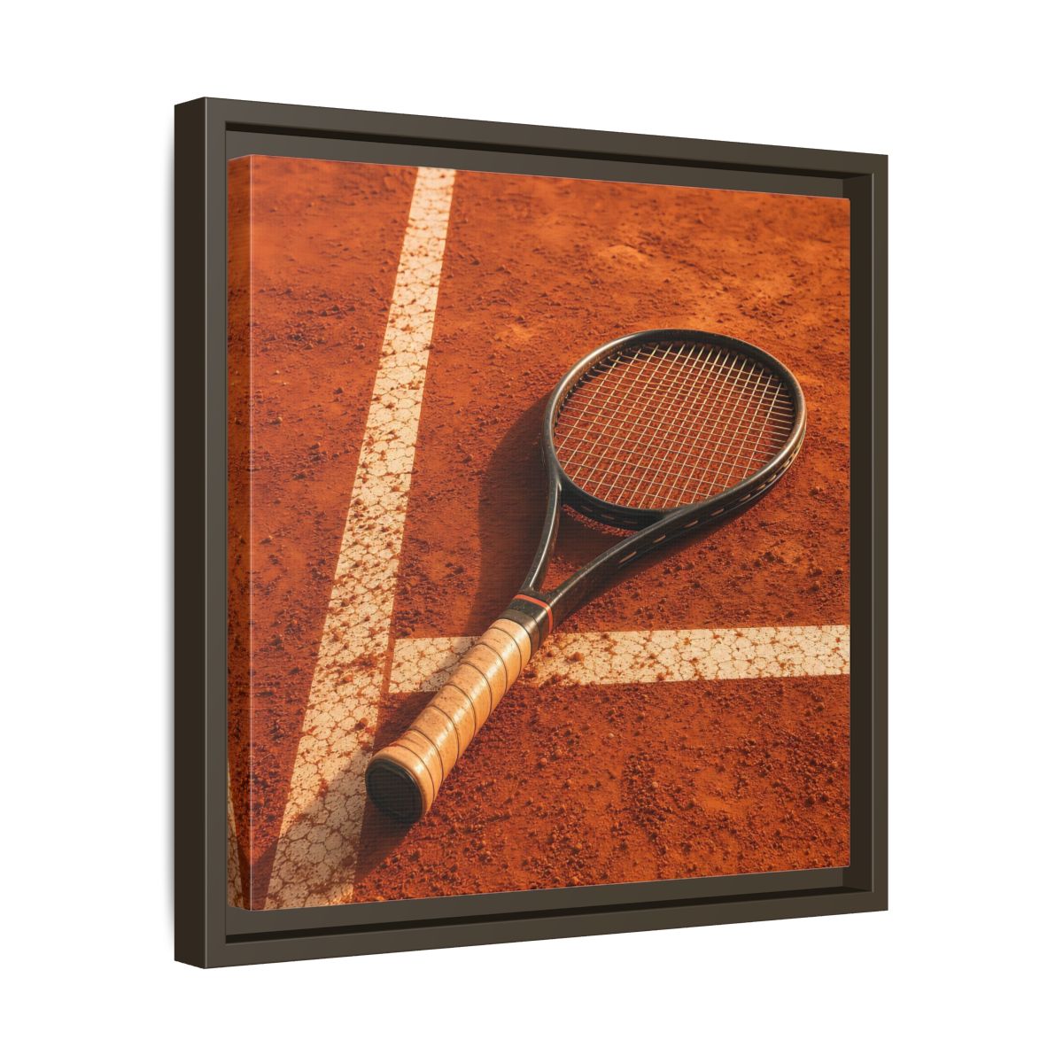 Side Mockup 29. Sports Tennis Racket Tennis Clay Court shown as framed canvas print