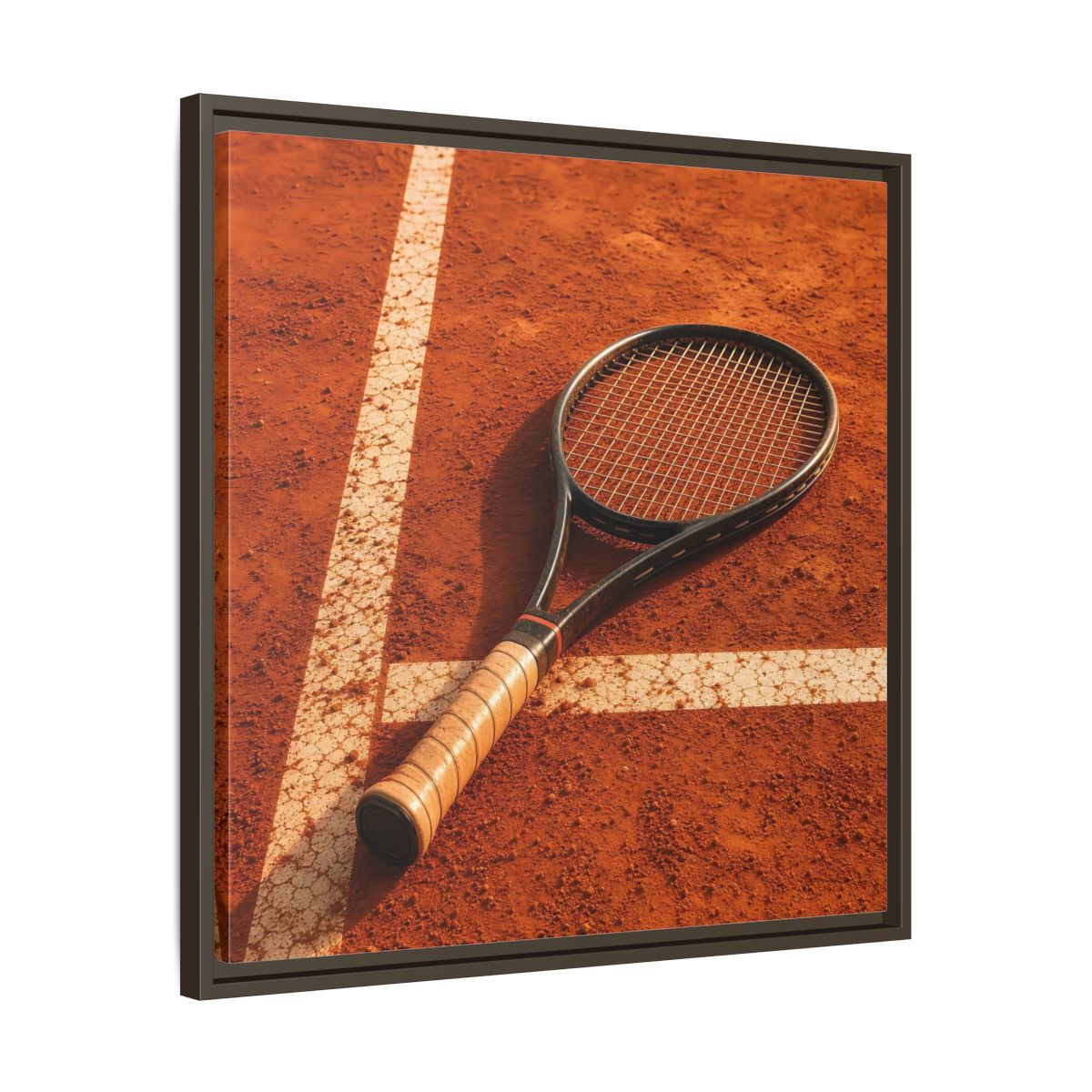 Side Mockup 27. Sports Tennis Racket Tennis Clay Court shown as framed canvas print