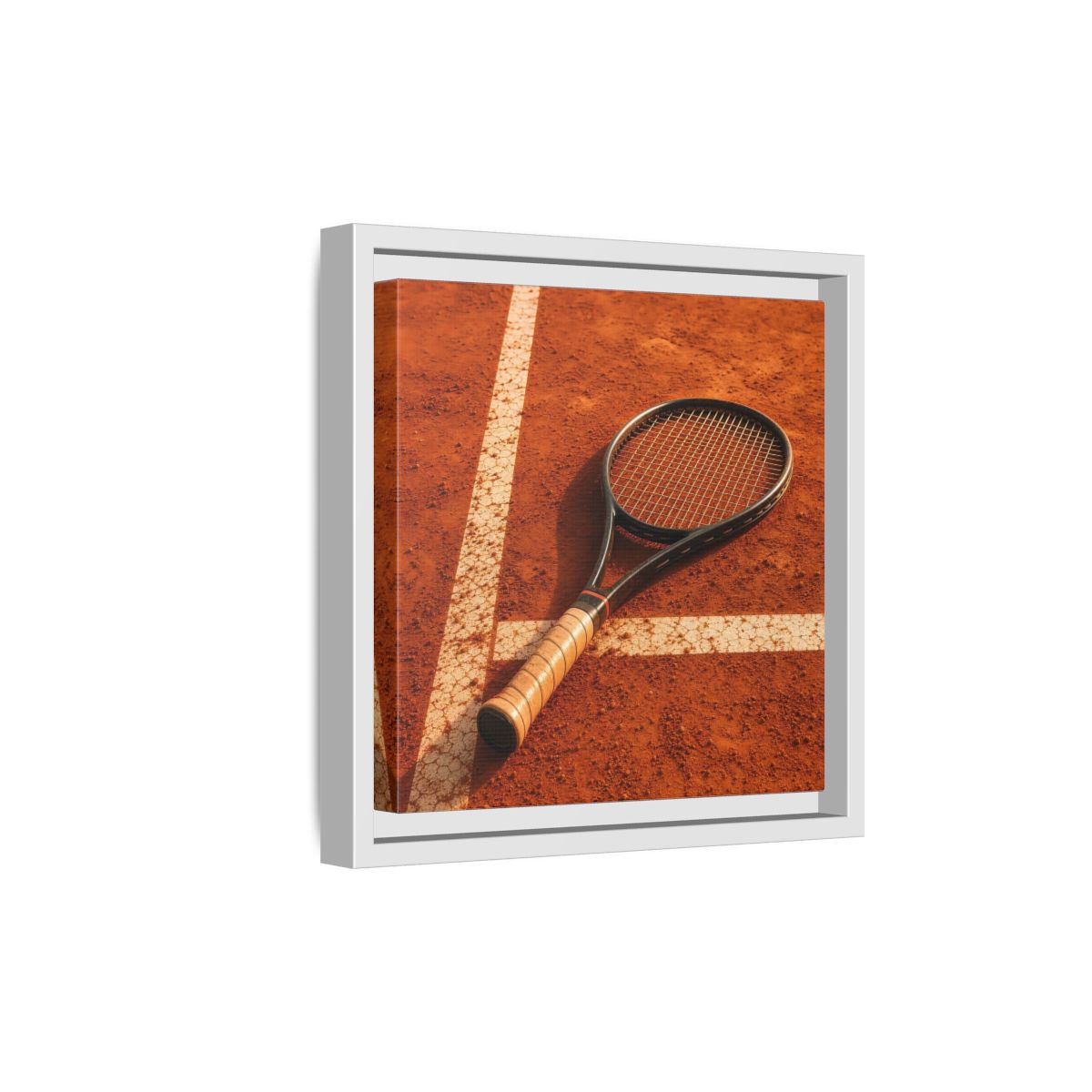 Side Mockup 19. Sports Tennis Racket Tennis Clay Court shown as framed canvas print