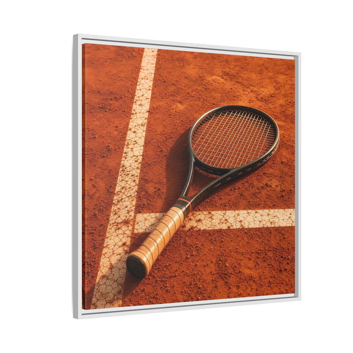 Side Mockup 7. Sports Tennis Racket Tennis Clay Court shown as framed canvas print