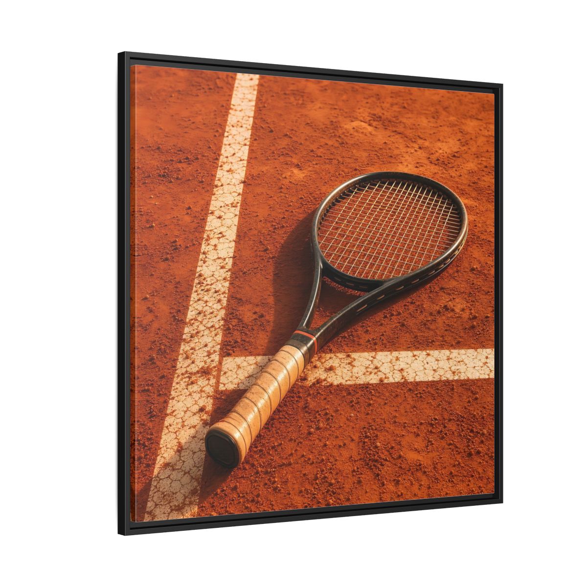 Side Mockup 6. Sports Tennis Racket Tennis Clay Court shown as framed canvas print