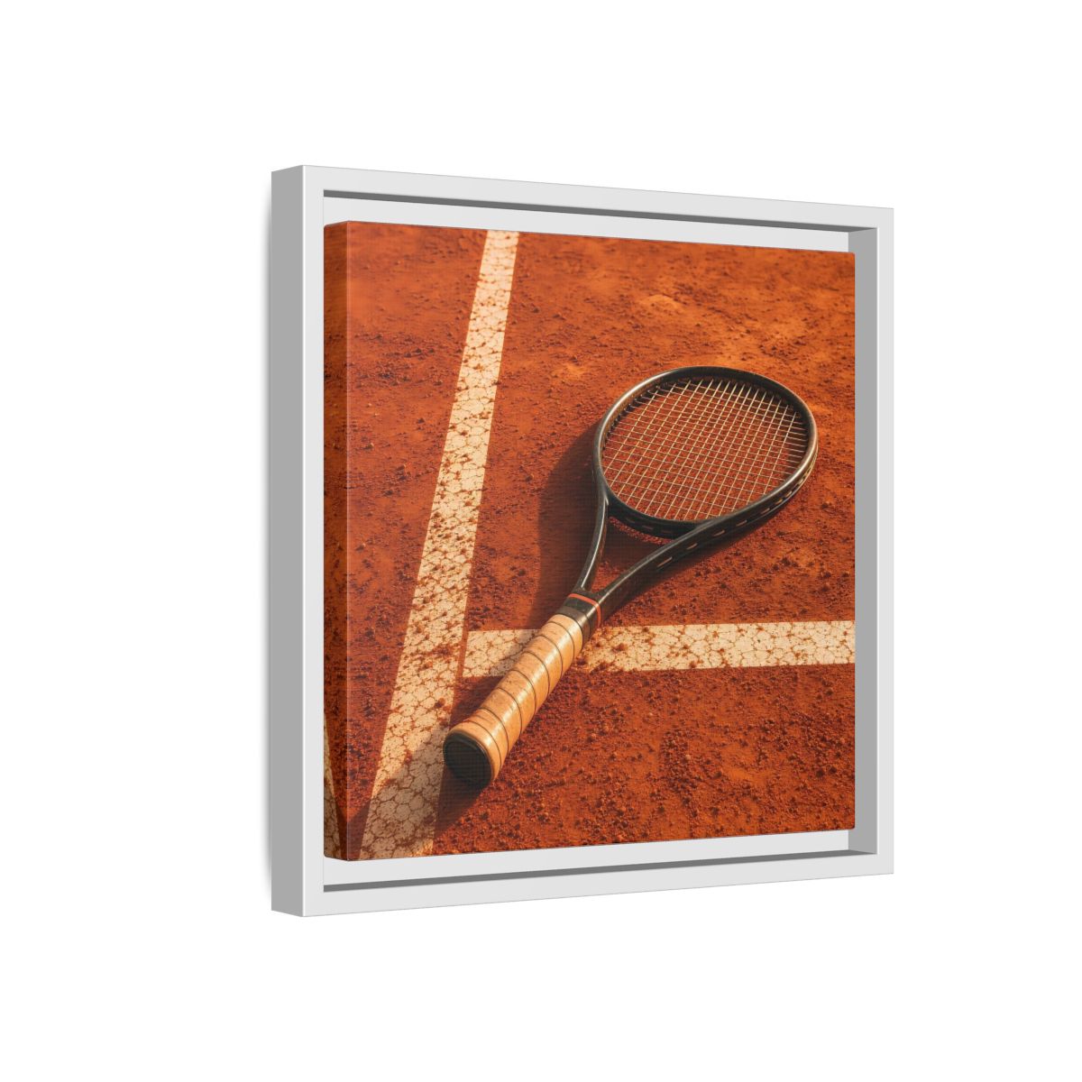 Side Mockup 16. Sports Tennis Racket Tennis Clay Court shown as framed canvas print