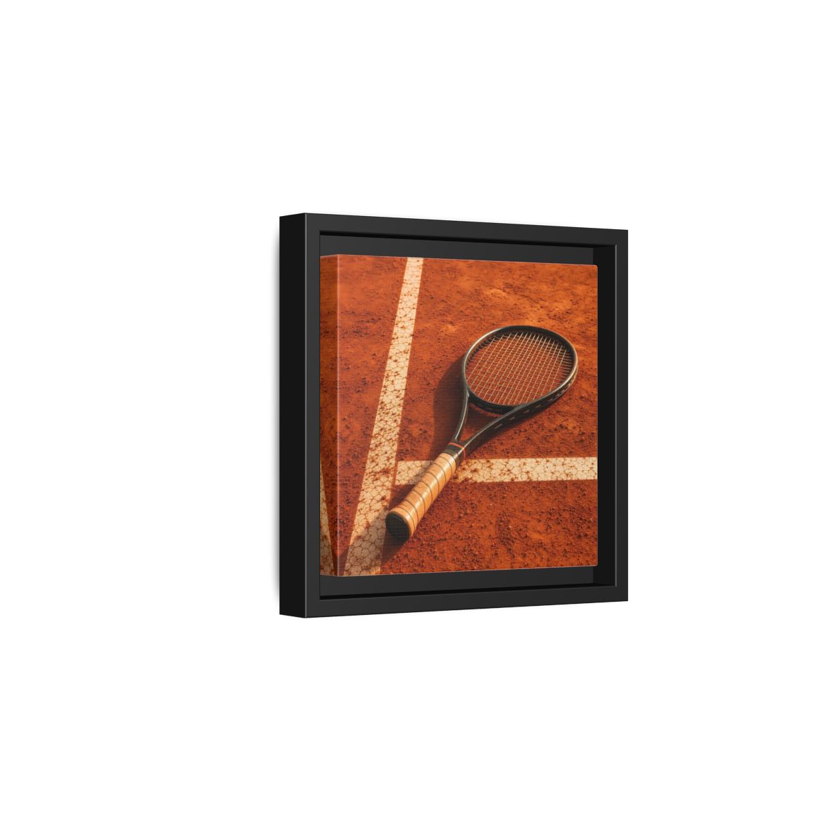 Side Mockup 3. Sports Tennis Racket Tennis Clay Court shown as framed canvas print