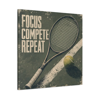 Side Mockup 3. Sports Tennis Racket Distressed Green shown as canvas print