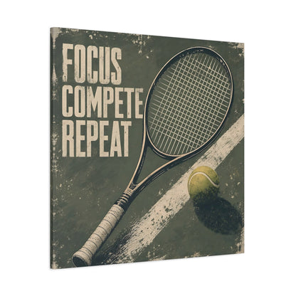 Side Mockup 1. Sports Tennis Racket Distressed Green shown as canvas print