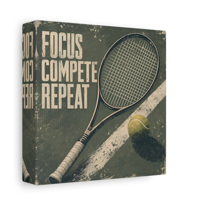 Side Mockup 2. Sports Tennis Racket Distressed Green shown as canvas print