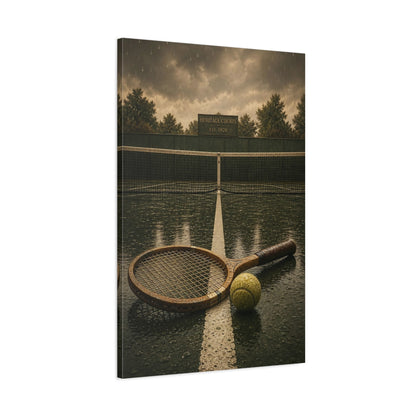 Main Mockup. Sports Tennis Racket Green Brown Rain shown as canvas print
