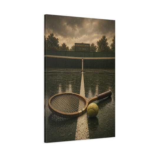 Main Mockup. Sports Tennis Racket Green Brown Rain shown as canvas print