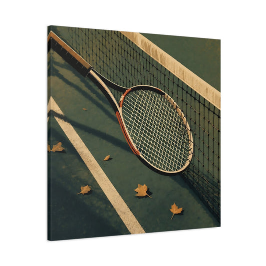 Main Mockup. Sports Tennis Racket Teal Green Brown shown as canvas print