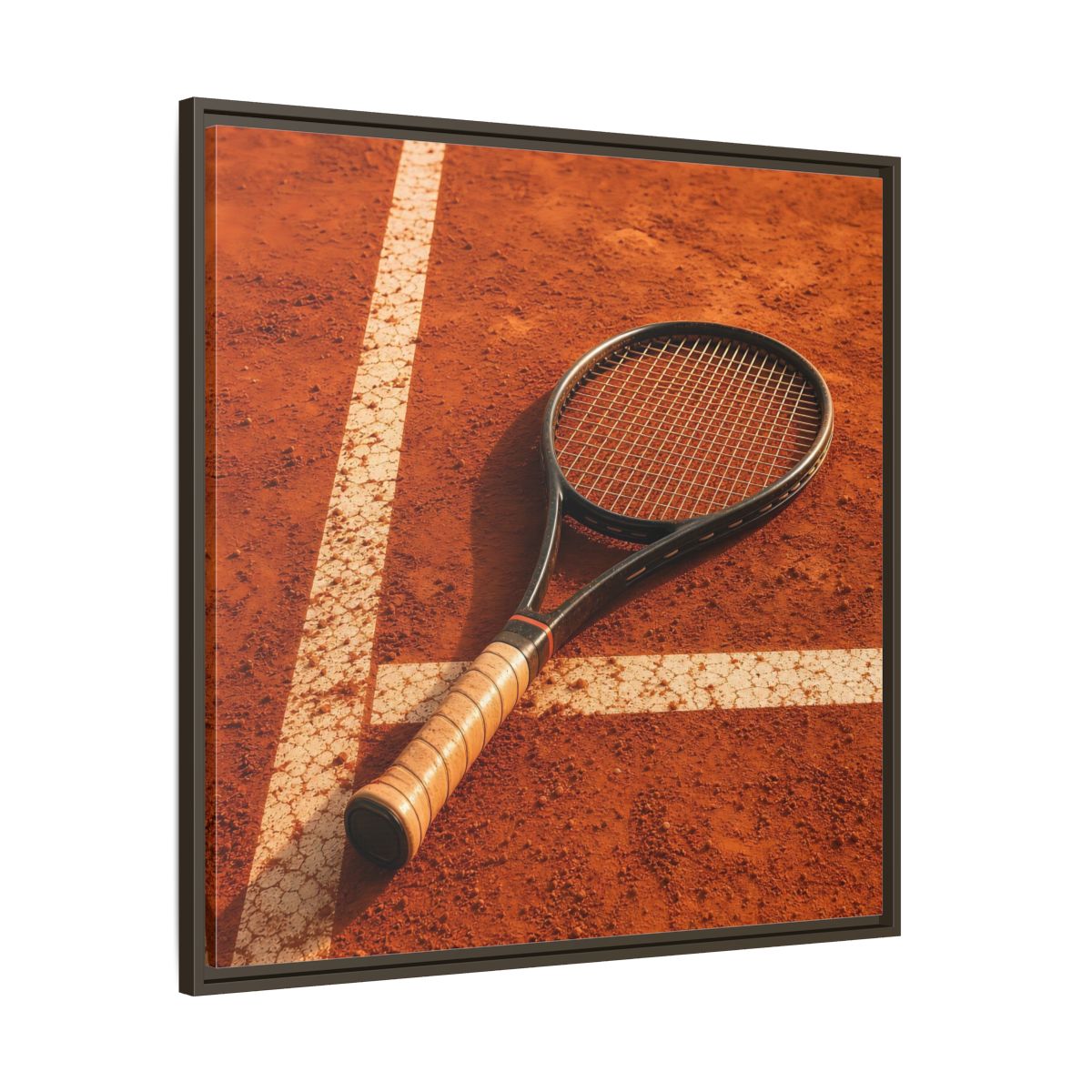 Main Mockup. Sports Tennis Racket Tennis Clay Court shown as framed canvas print