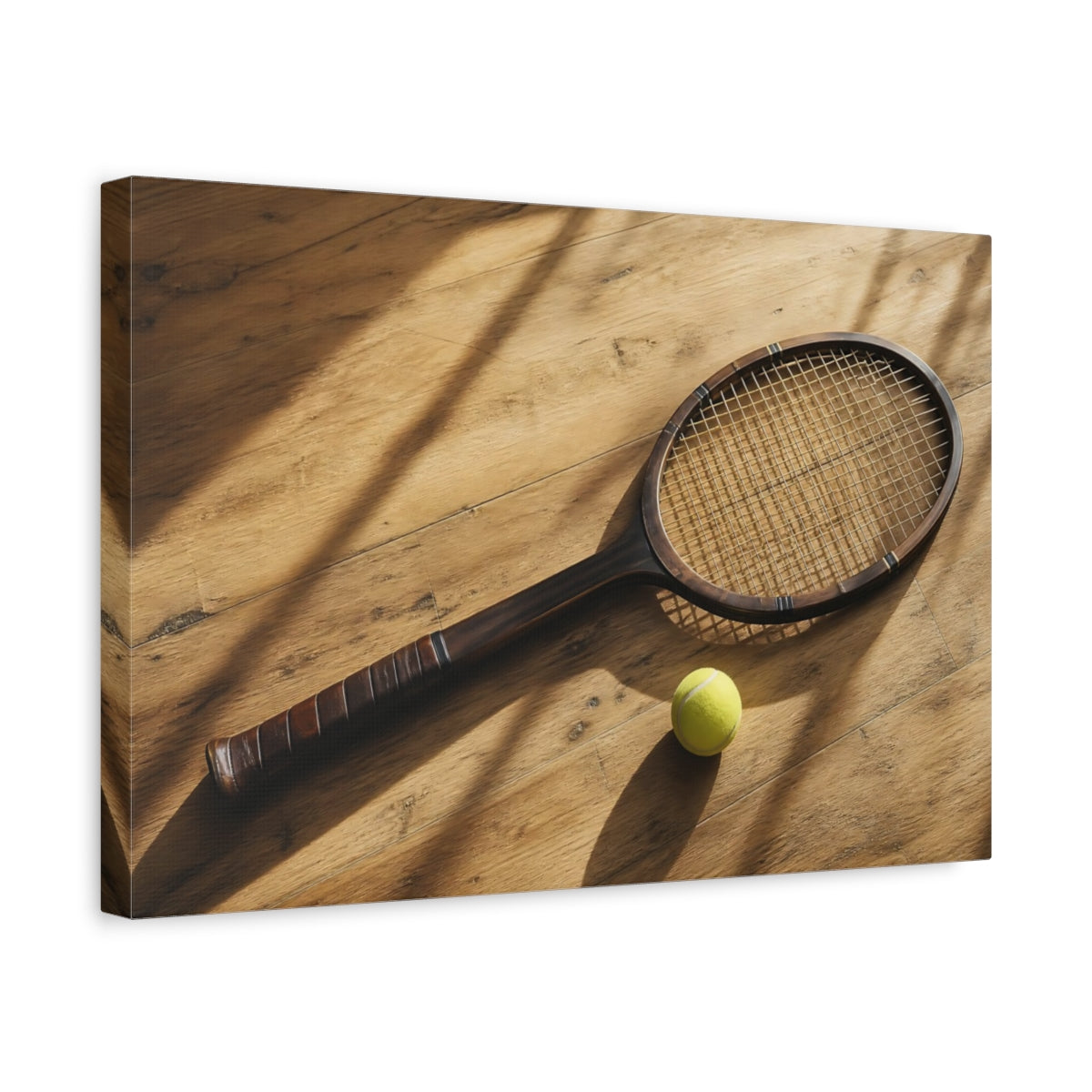 Side Mockup 4. Sports Tennis Racket Vintage Tennis shown as canvas print