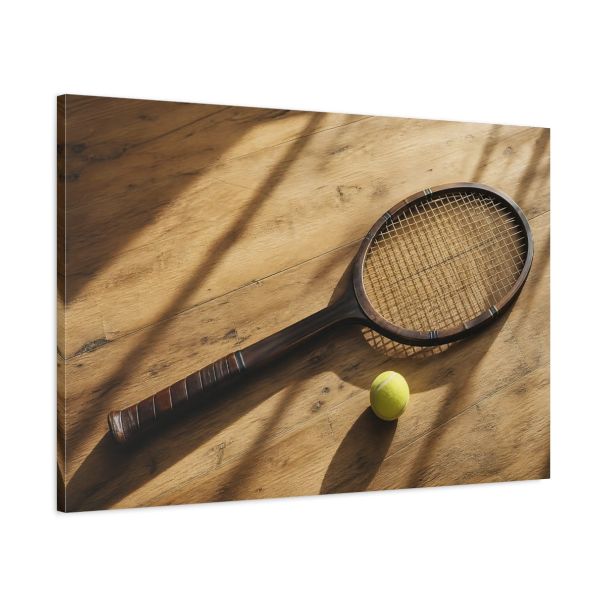 Main Mockup. Sports Tennis Racket Vintage Tennis shown as canvas print