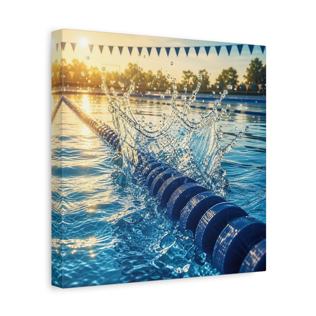 Side Mockup 8. Sports Water Splash Blue And Gold Water shown as canvas print