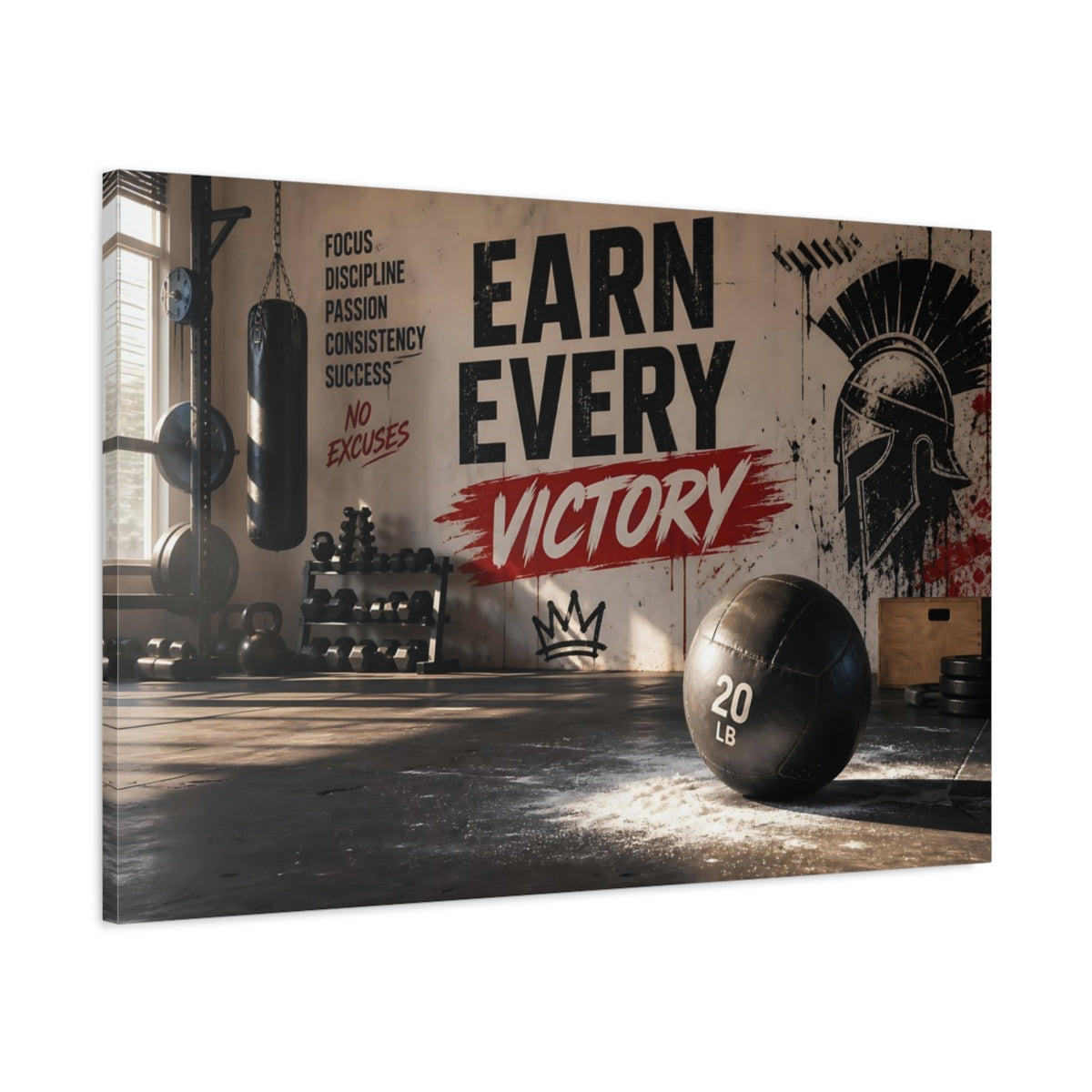 Main Mockup. Sports Workout Motivation Gym Motivation Black shown as canvas print