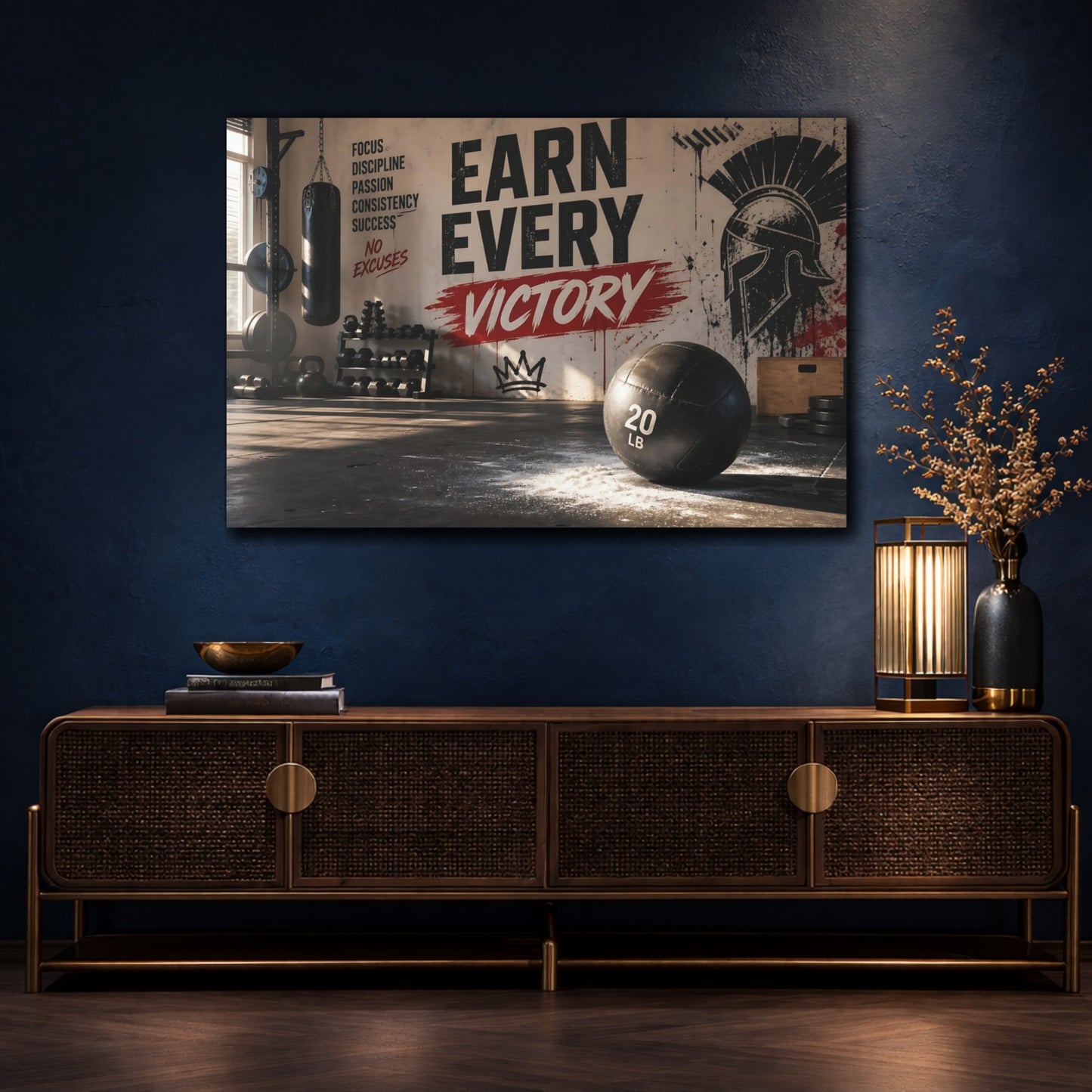 Mockup 4. Sports Workout Motivation Gym Motivation Black shown as canvas print