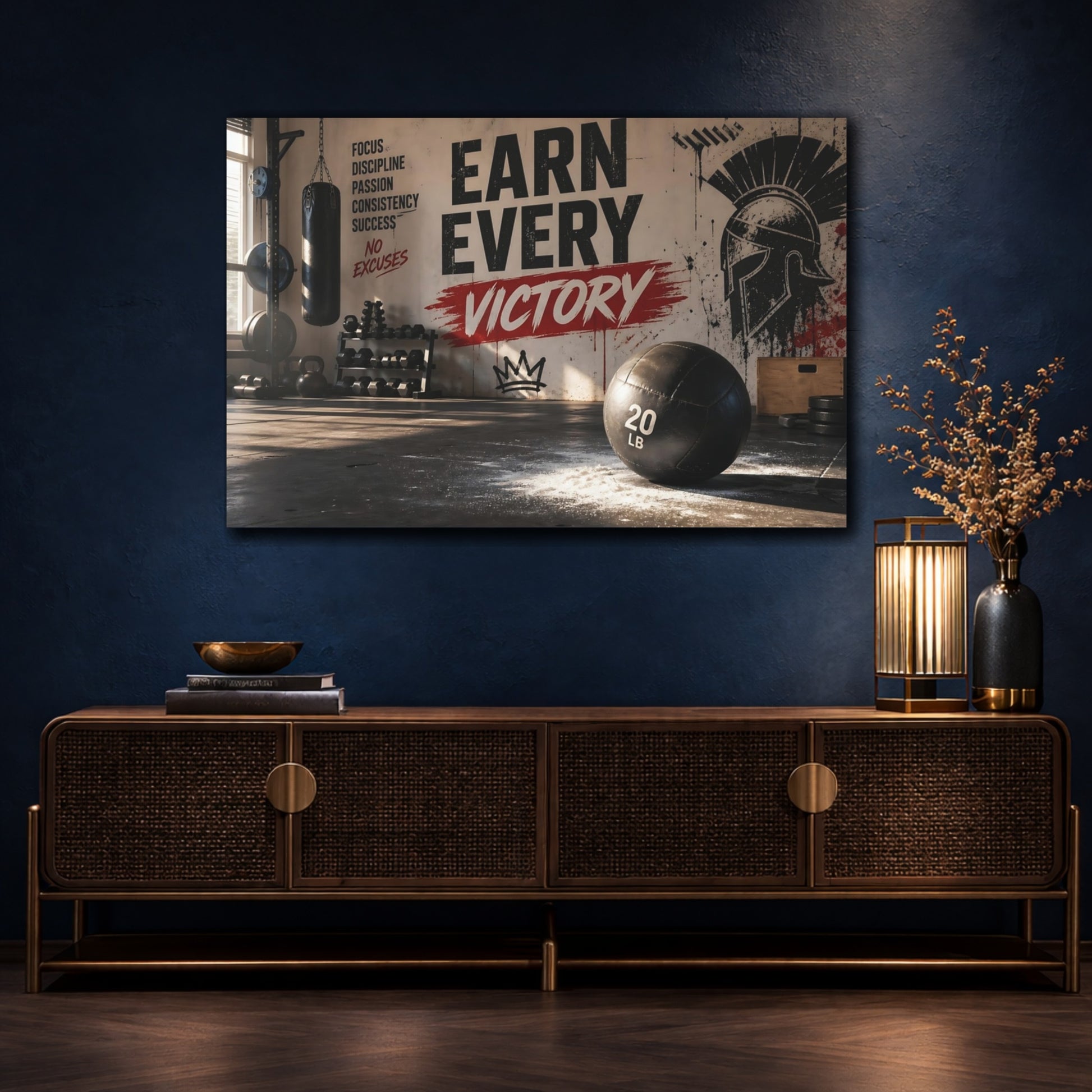 Mockup 4. Sports Workout Motivation Gym Motivation Black shown as canvas print