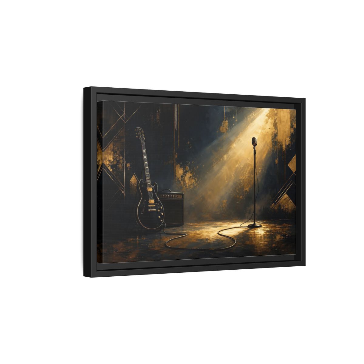 Side Mockup 6. Spotlighted Electric Guitar shown as framed canvas print