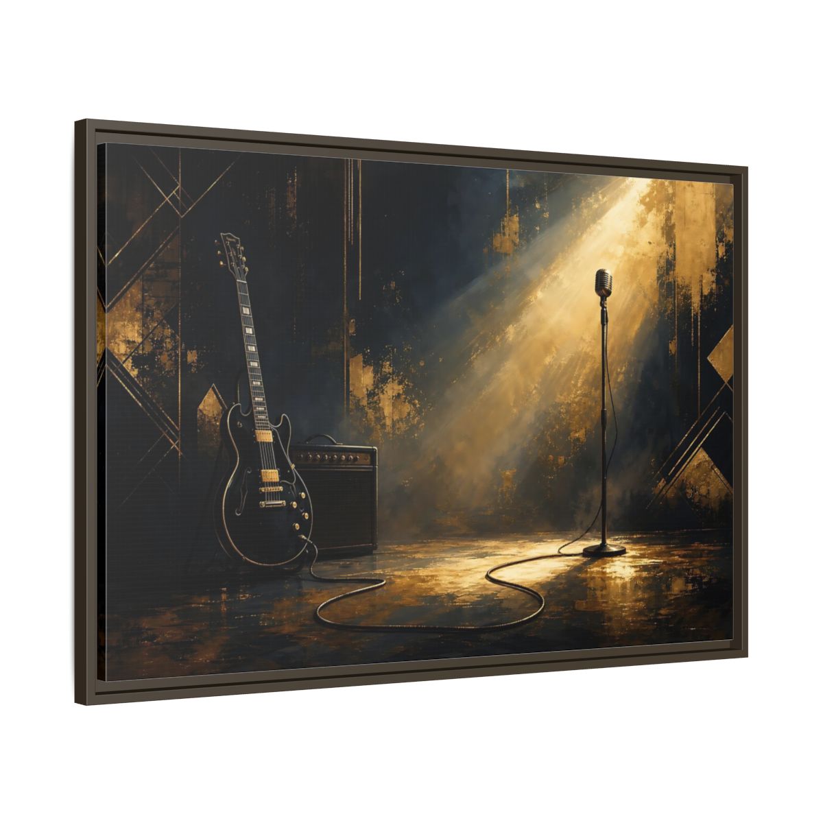 Main Mockup. Spotlighted Electric Guitar shown as framed canvas print