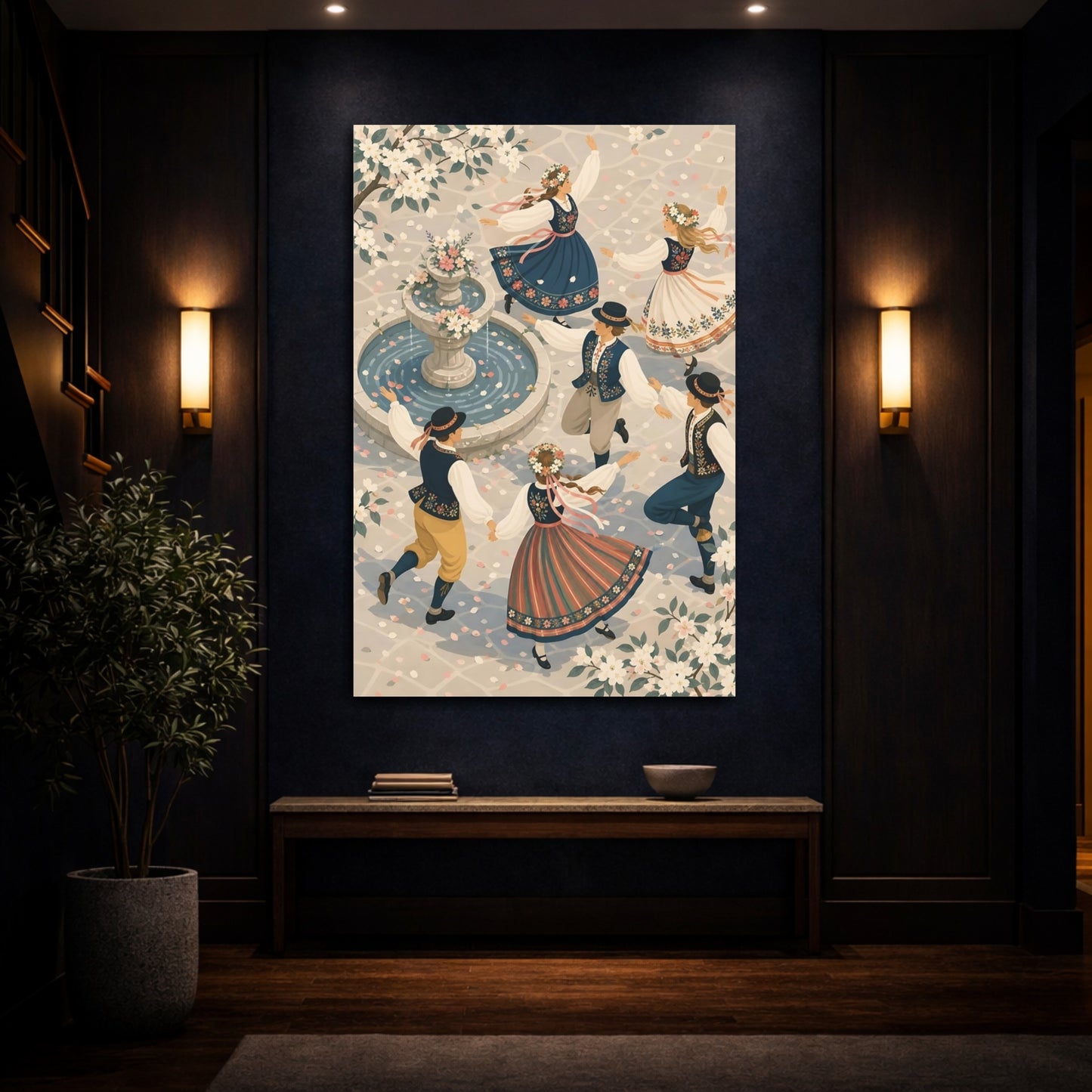 Mockup 4. Springtime Folk Dance shown as canvas print