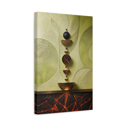 Side Mockup 4. Stacked Discs Accent shown as canvas print