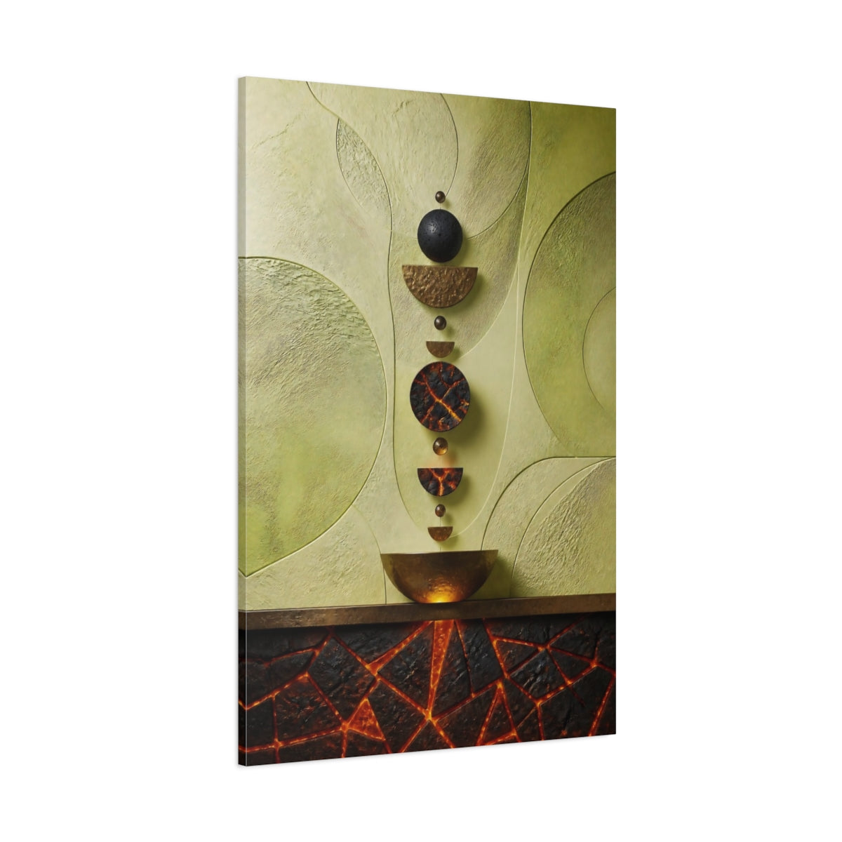 Side Mockup 1. Stacked Discs Accent shown as canvas print