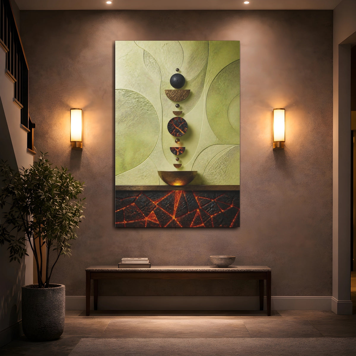 Mockup 2. Stacked Discs Accent shown as canvas print