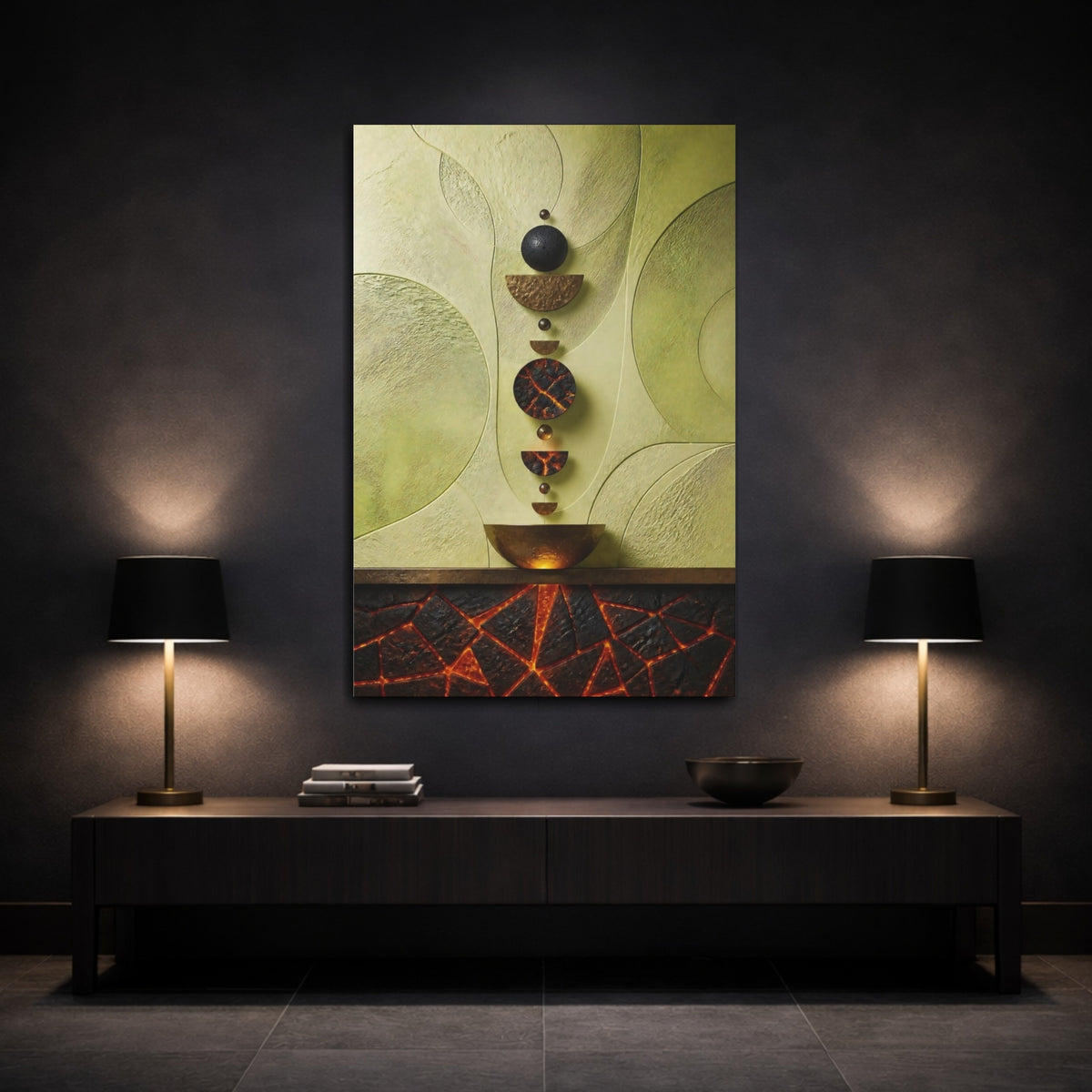 Mockup 3. Stacked Discs Accent shown as canvas print