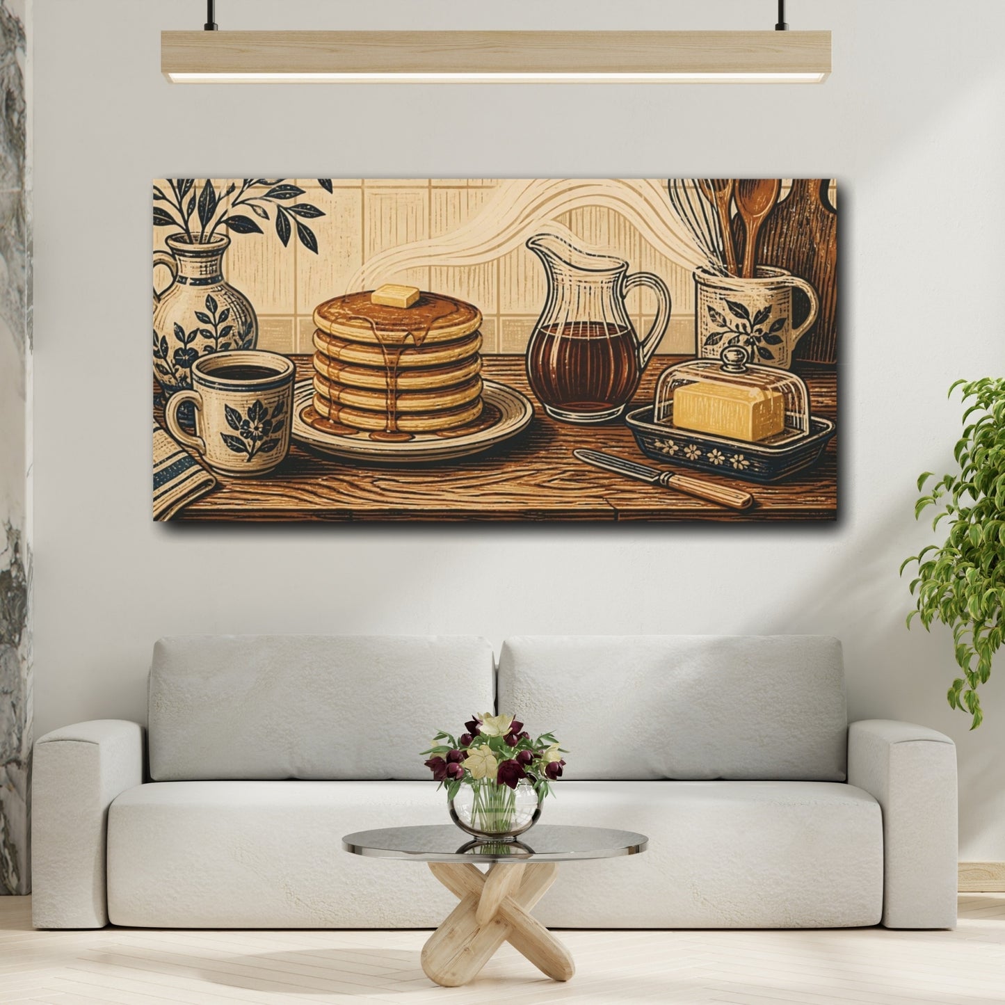 Mockup 2. Stacked Pancakes With Syrup shown as canvas print