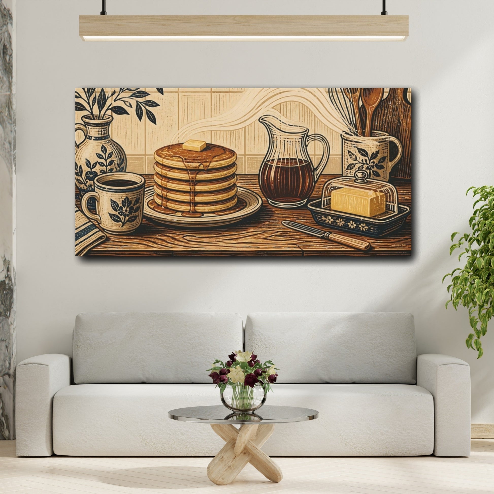 Mockup 2. Stacked Pancakes With Syrup shown as canvas print