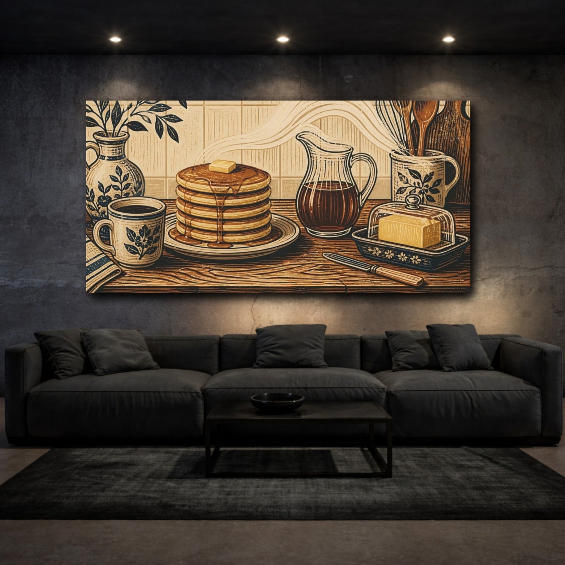 Mockup 3. Stacked Pancakes With Syrup shown as canvas print