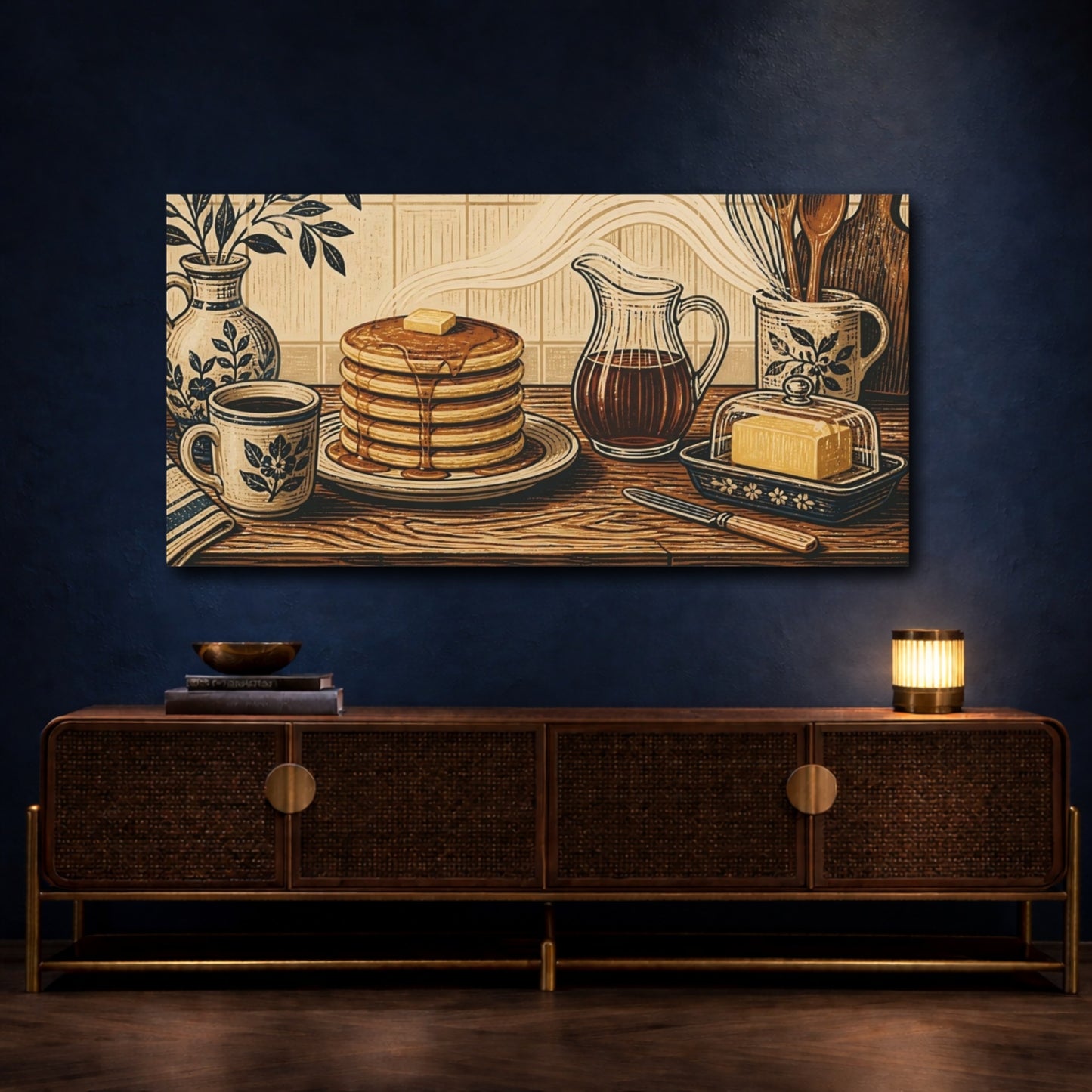 Mockup 4. Stacked Pancakes With Syrup shown as canvas print