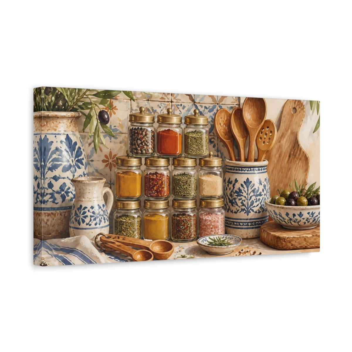 Side Mockup 3. Stacked Spice Jars shown as canvas print
