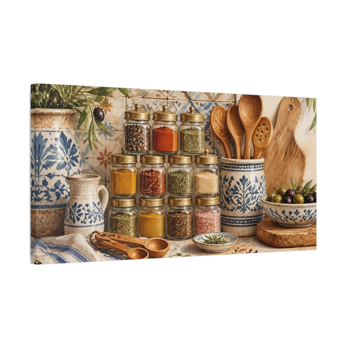 Side Mockup 1. Stacked Spice Jars shown as canvas print