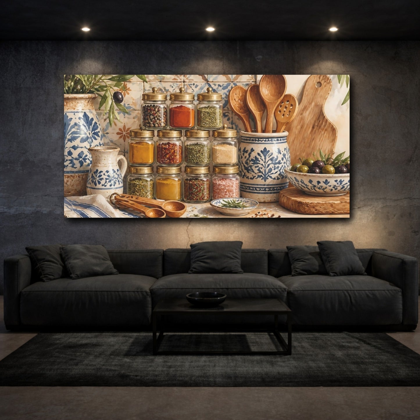 Mockup 3. Stacked Spice Jars shown as canvas print