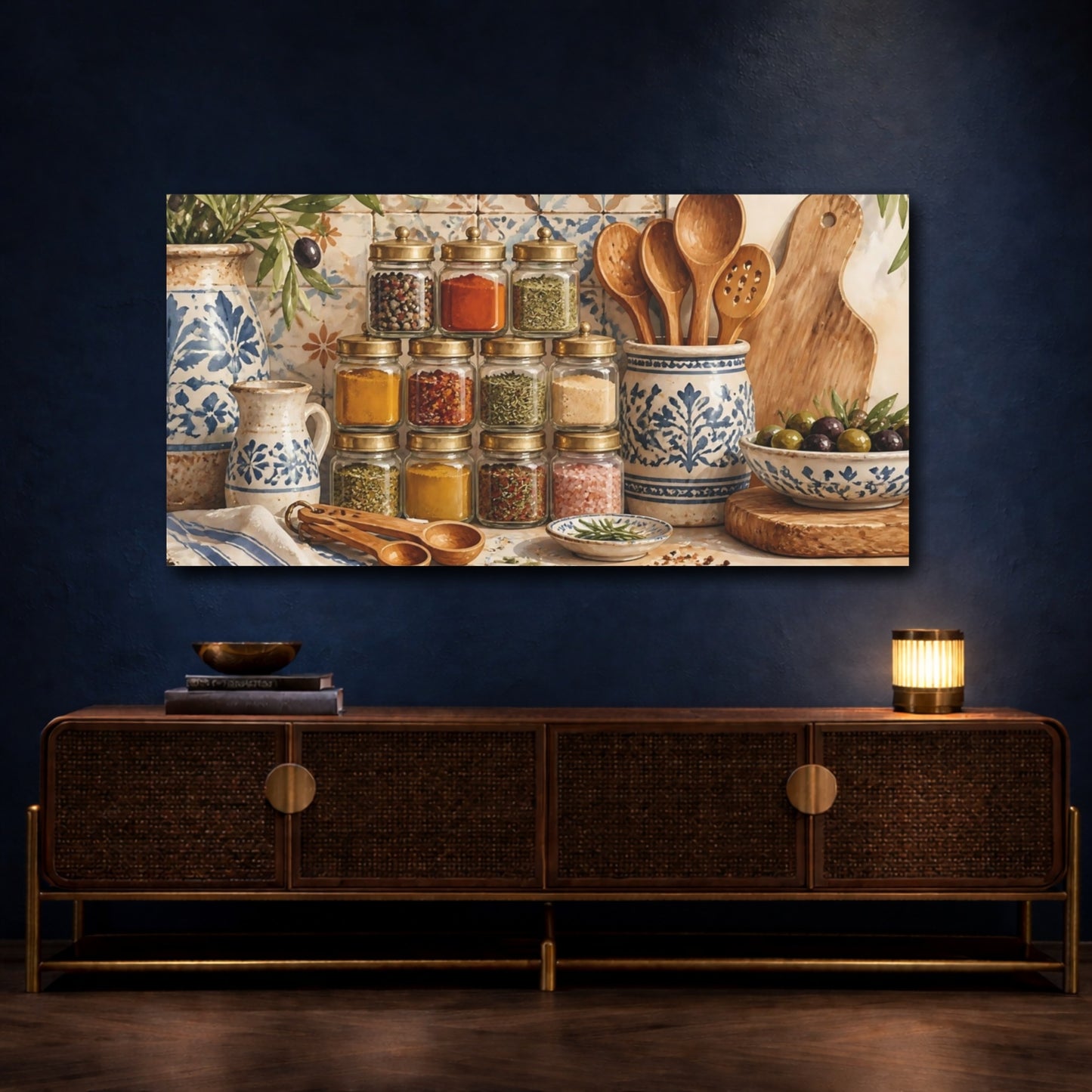 Mockup 4. Stacked Spice Jars shown as canvas print