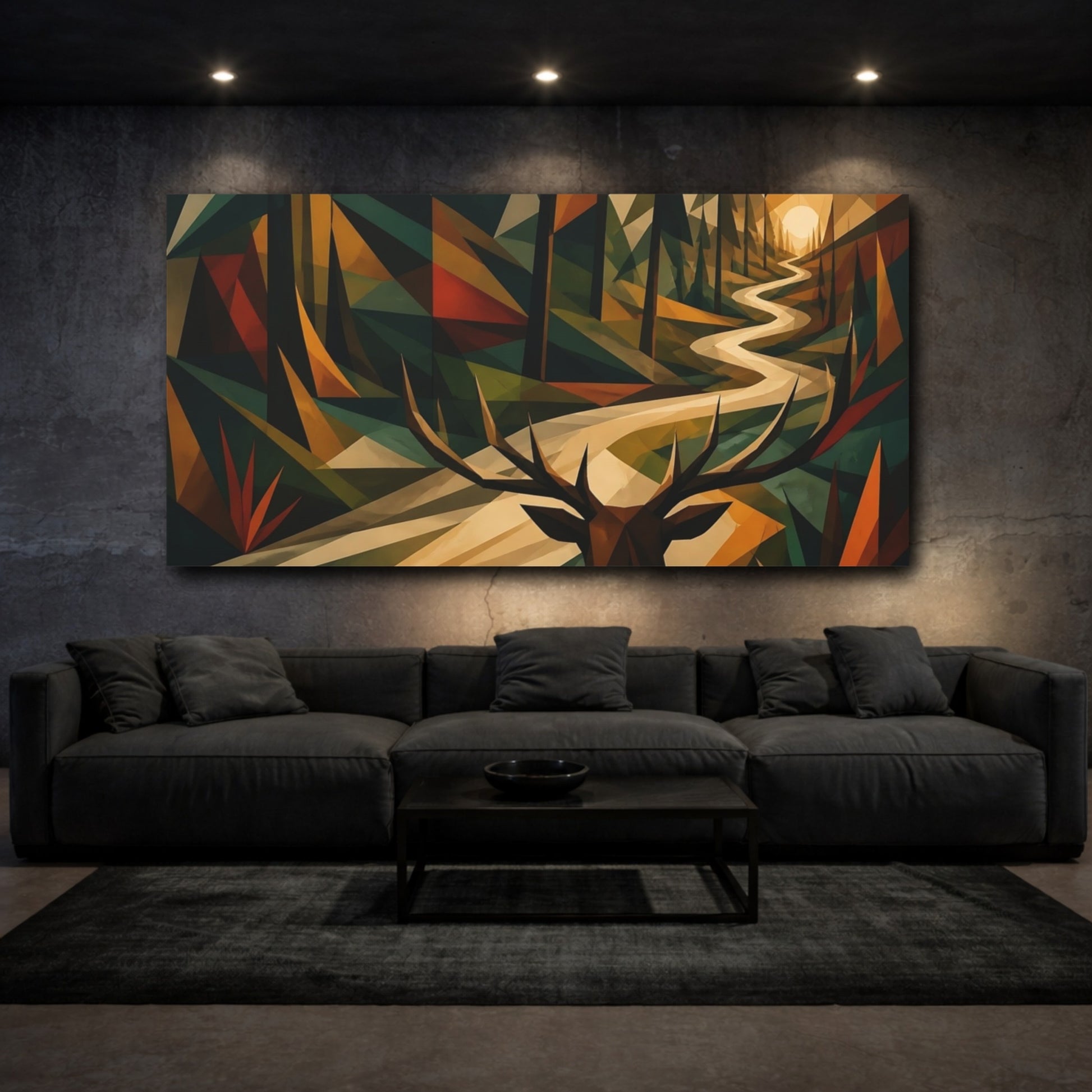 Mockup 3. Stag On Winding Path shown as canvas print