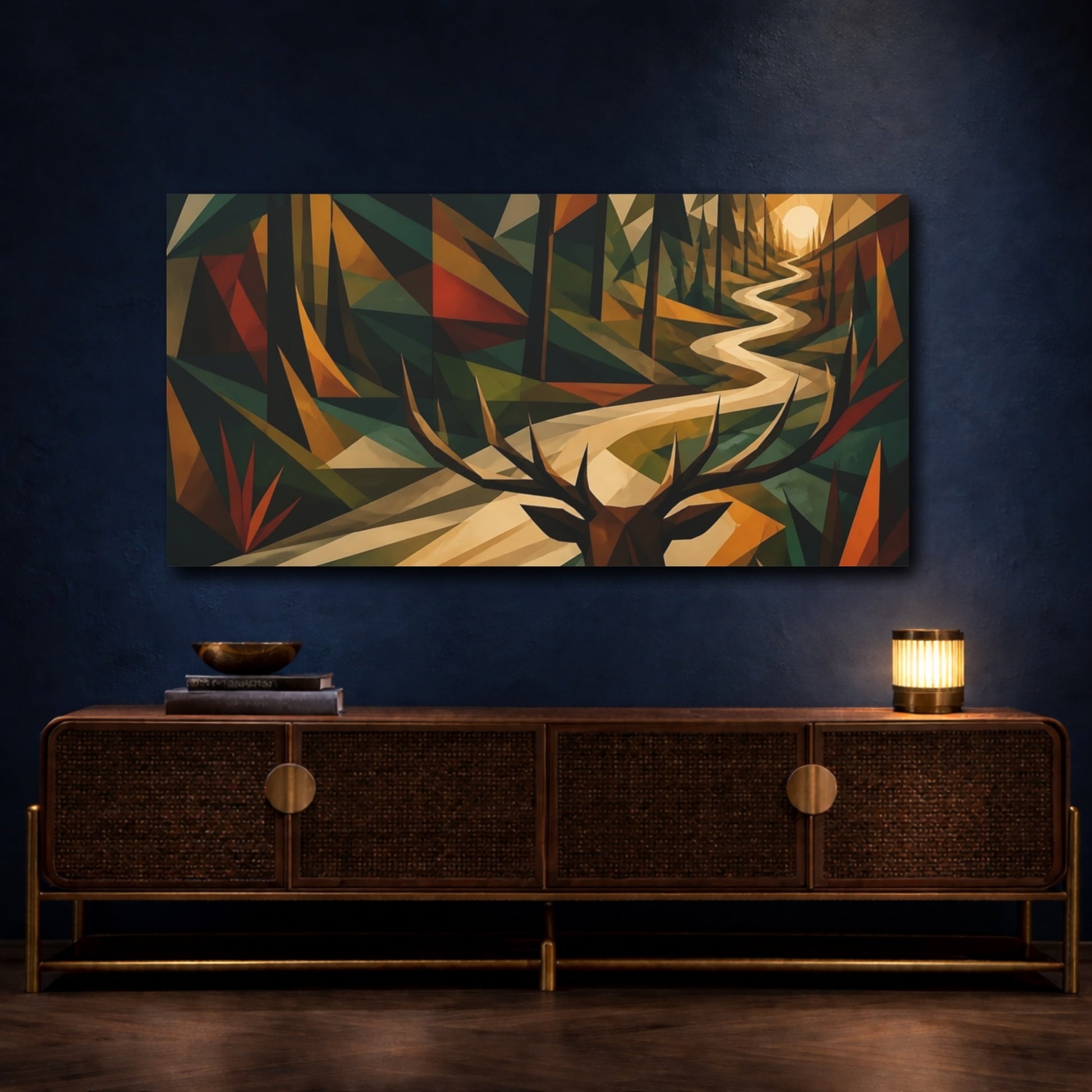 Mockup 4. Stag On Winding Path shown as canvas print