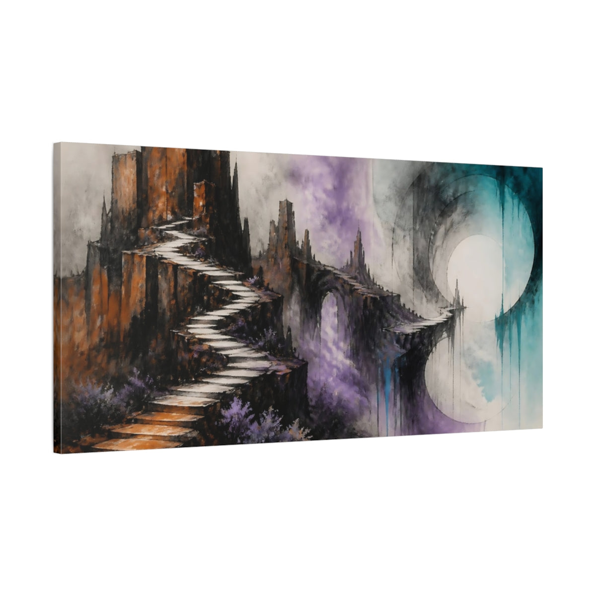 Main Mockup. Stairway Over Mesas shown as canvas print