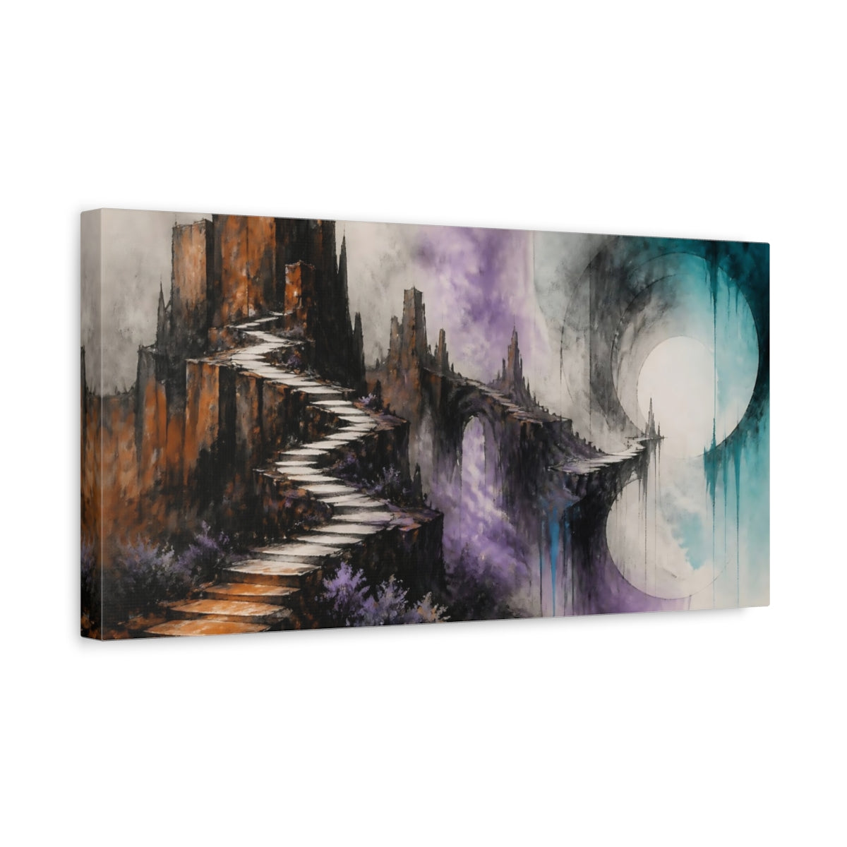 Side Mockup 3. Stairway Over Mesas shown as canvas print