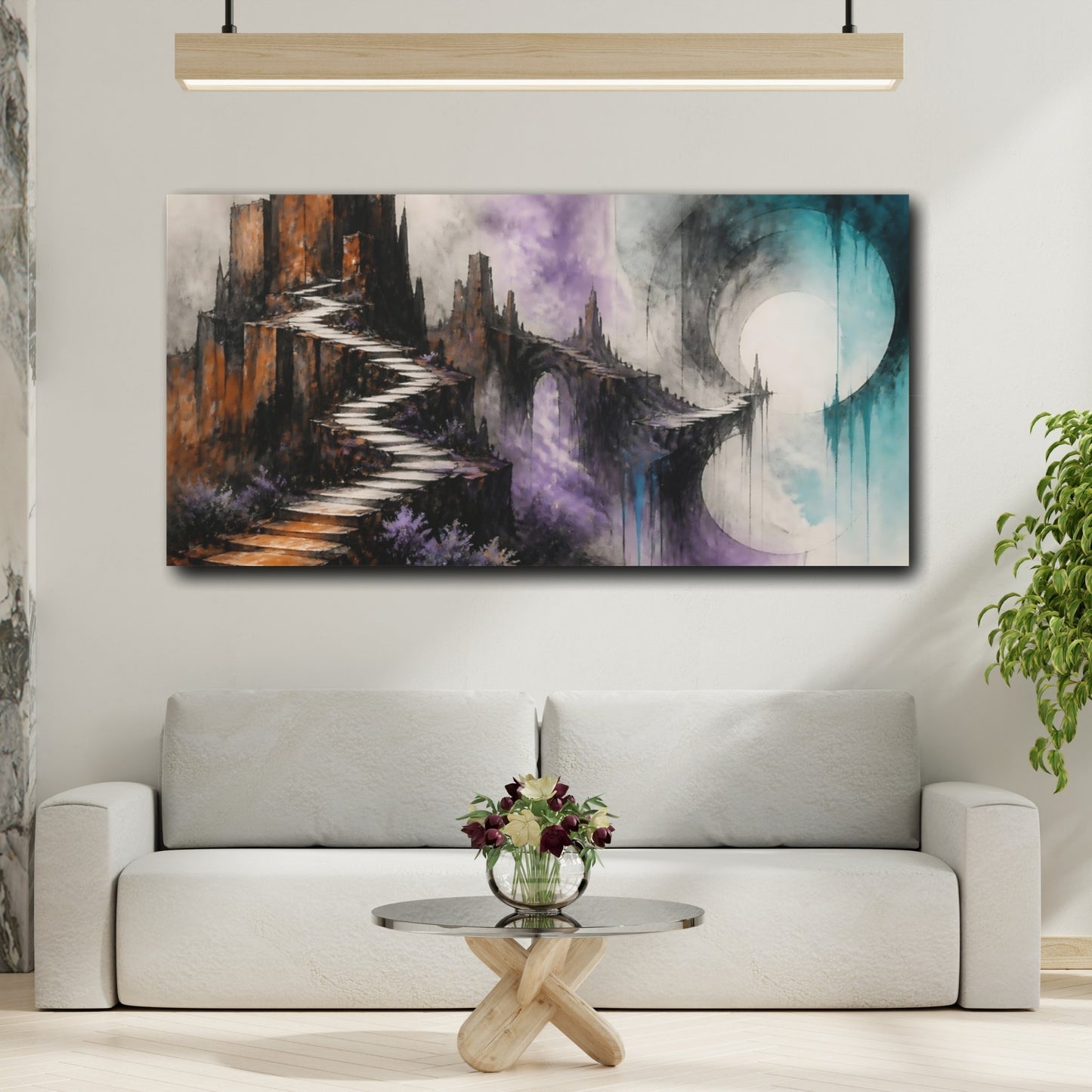 Mockup 2. Stairway Over Mesas shown as canvas print