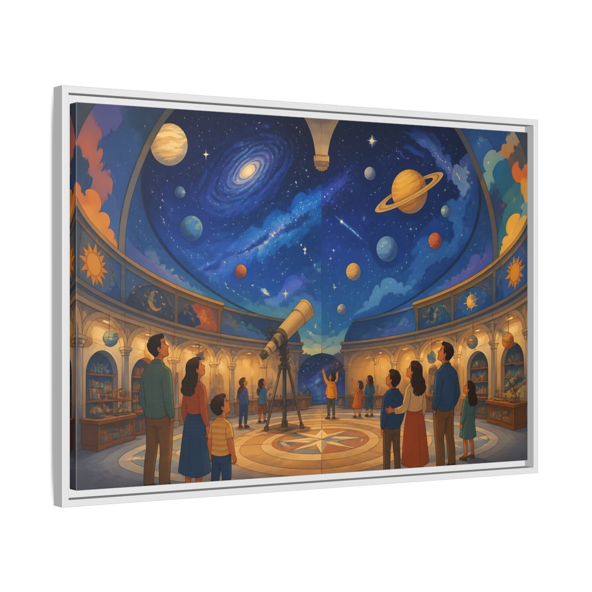 Side Mockup 9. Stargazing Dome shown as framed canvas print
