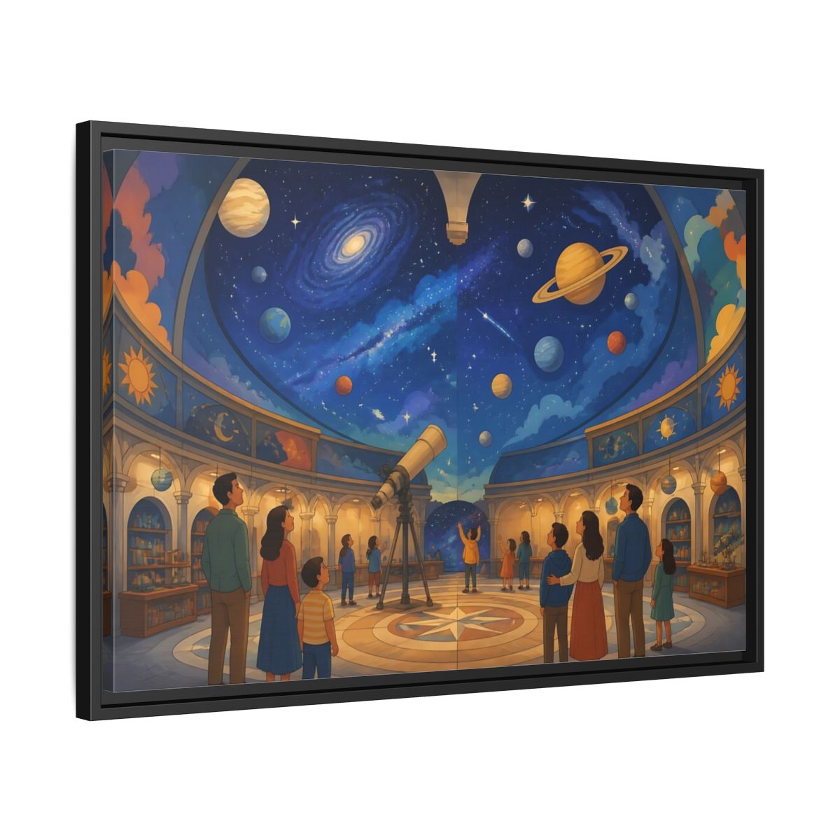 Side Mockup 14. Stargazing Dome shown as framed canvas print