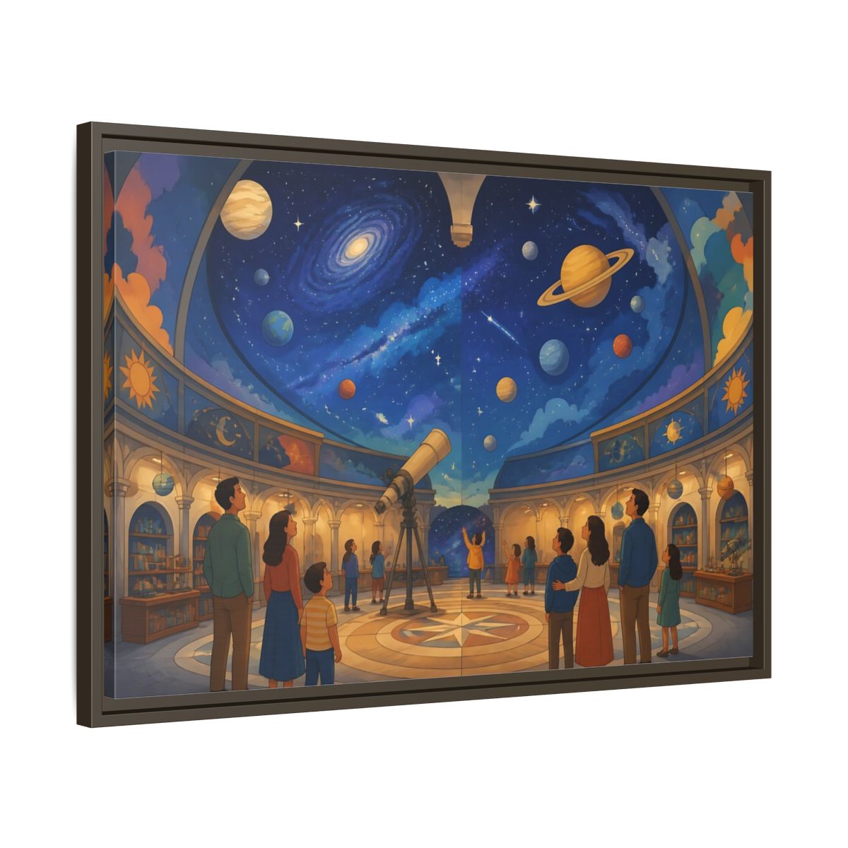 Side Mockup 11. Stargazing Dome shown as framed canvas print