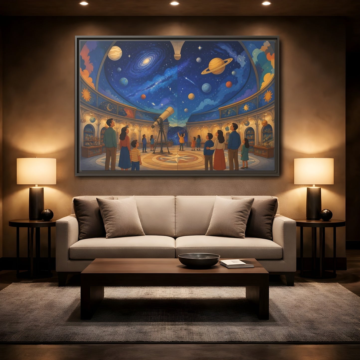 Mockup 2. Stargazing Dome shown as framed canvas print