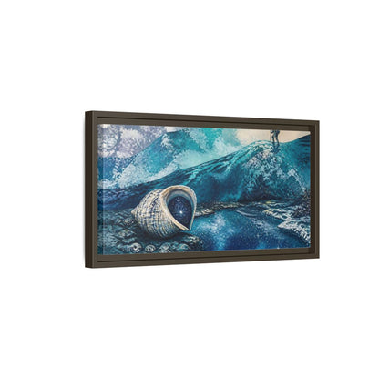Side Mockup 7. Starry Conch Shell shown as framed canvas print