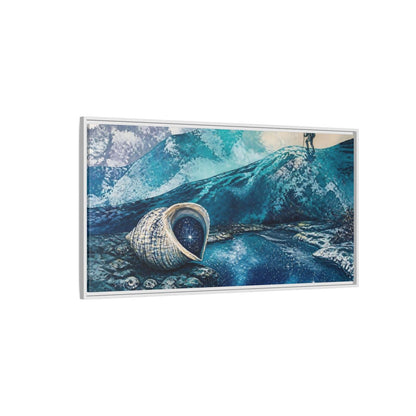 Side Mockup 3. Starry Conch Shell shown as framed canvas print