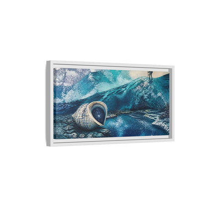 Side Mockup 6. Starry Conch Shell shown as framed canvas print