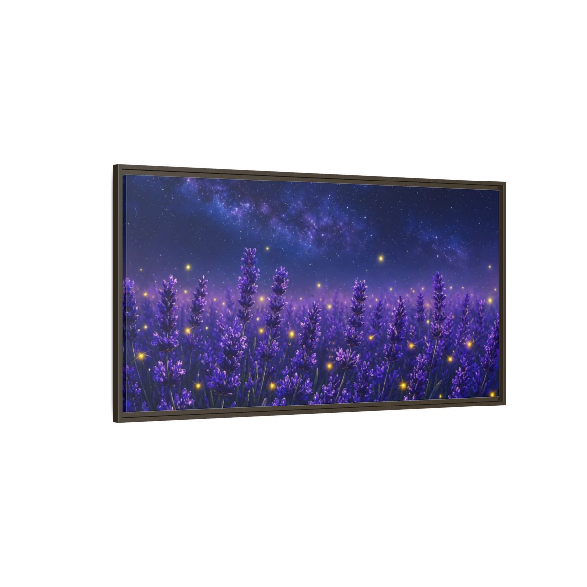 Side Mockup 4. Starry Lavender Field shown as framed canvas print