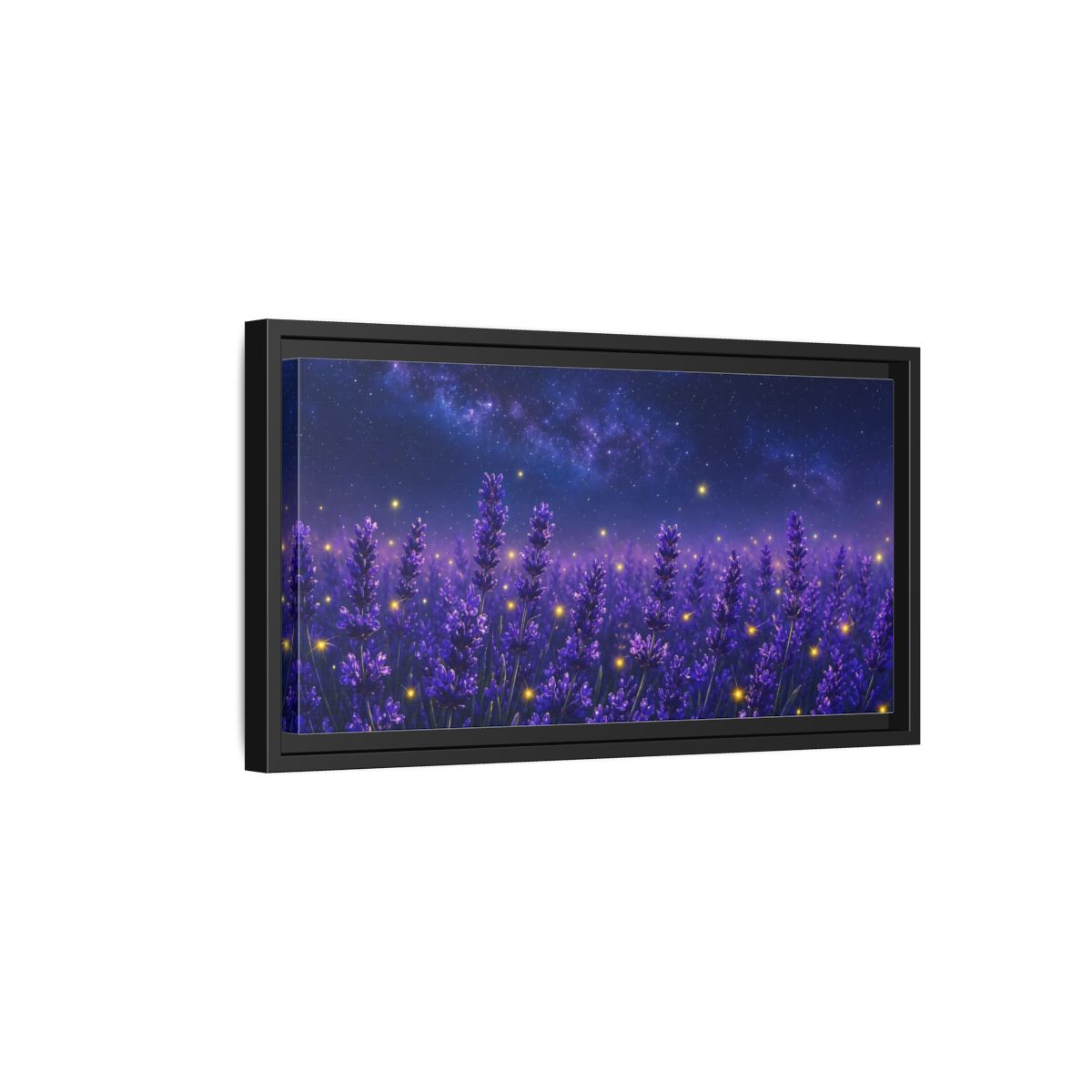 Side Mockup 8. Starry Lavender Field shown as framed canvas print